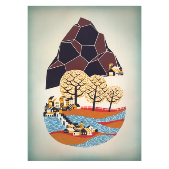 Mountain Town (Blue) by Andrew Holder (SOLD OUT)
