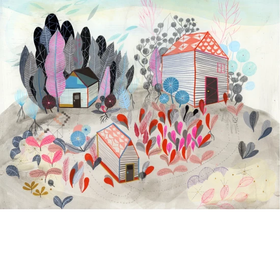 Three Houses in the Field by Betsy Walton