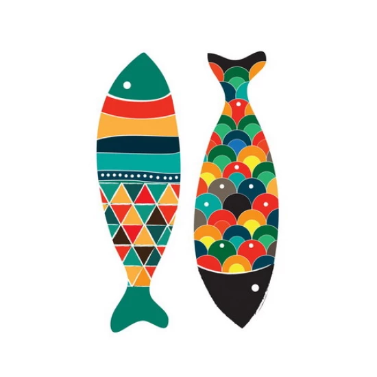 Colorful fish print by Dekanimal