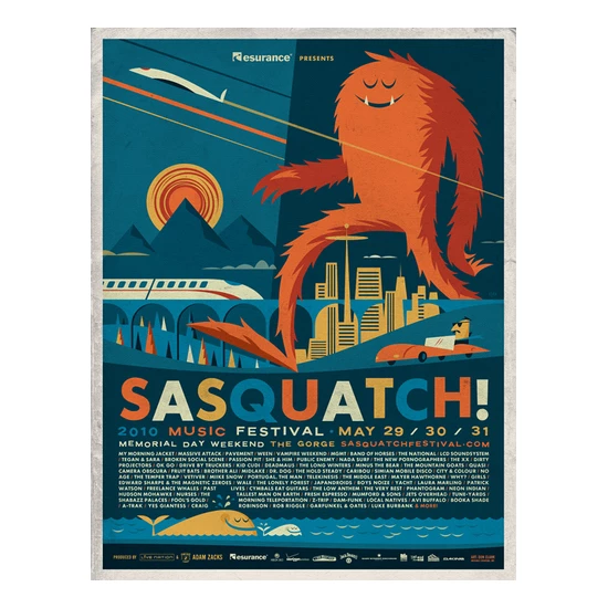 Sasquatch! Music Festival 2010 poster by Invisible Creature (SOLD OUT)
