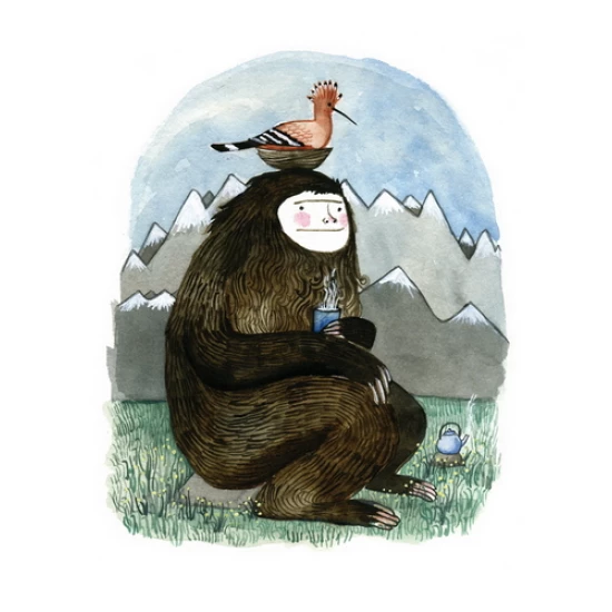 Yeti Drinks Tea print by Diana Sudyka
