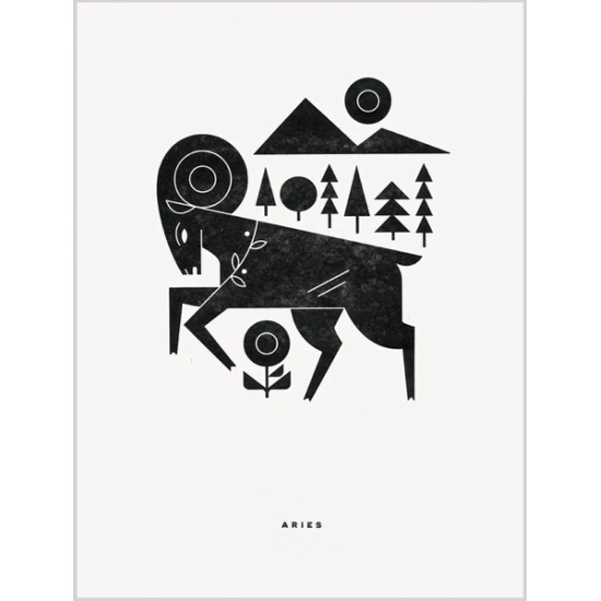 Aries letterpress print by Katie Kirk