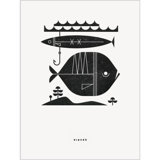 Pisces letterpress print by Katie Kirk