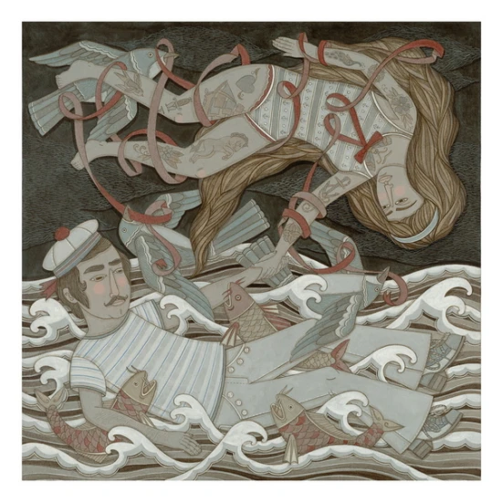 Feathers & Fins original print by Evan B. Harris