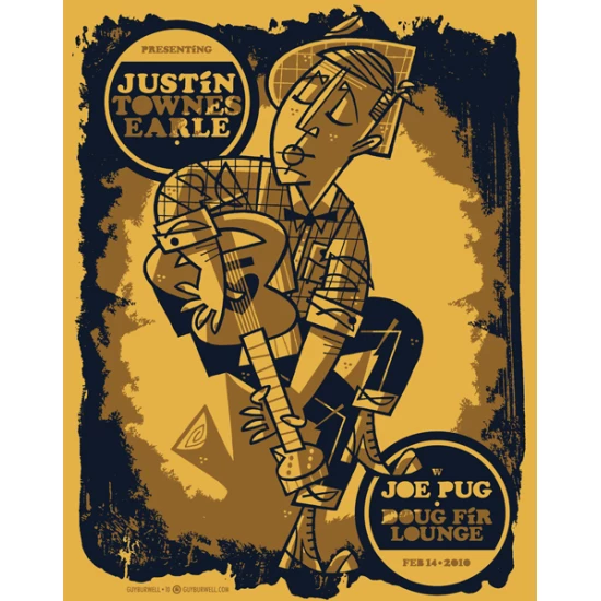 Justin Townes Earle concert poster by Guy Burwell (SOLD OUT)