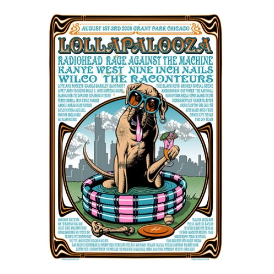 Lollapalooza 2008 Concert Poster by Justin Hampton (SOLD OUT)