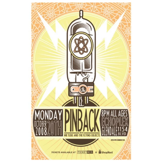 Pinback Concert Poster by Ivan Minsloff