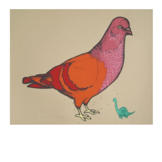 Pigeon with toy brachiosaurus by Jay Ryan (SOLD OUT)