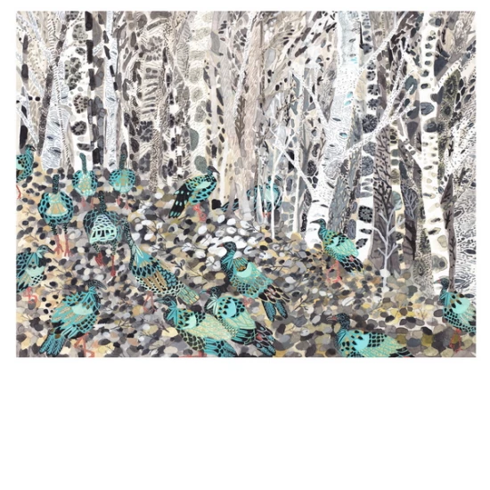 Winter Woods and Wild Turkeys print by Michelle Morin