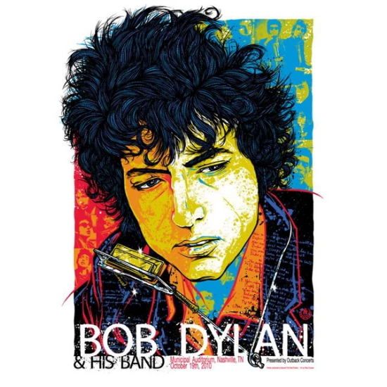Bob Dylan (red) concert poster by Rhys Cooper (SOLD OUT)
