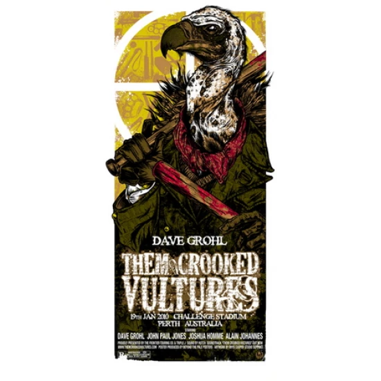 Them Crooked Vultures Perth concert poster by Rhys Cooper (SOLD OUT)