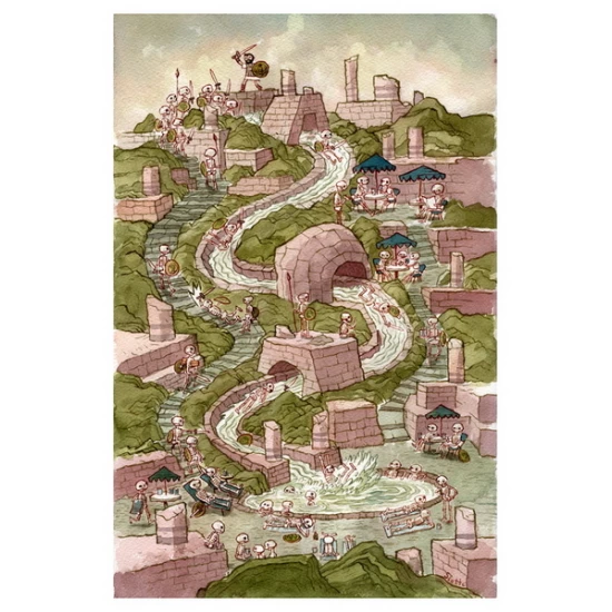 Skeleton Warrior Water Park print by Scott C (SOLD OUT)