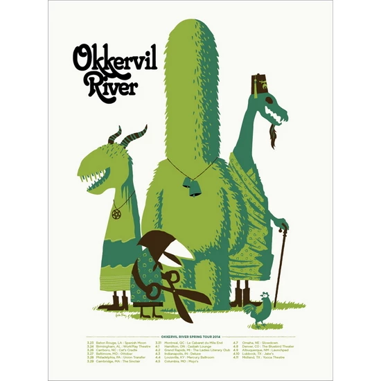 Okkervil River 2014 Tour poster by Spike Press