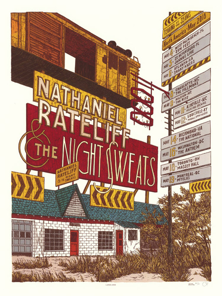 NATHANIEL RATELIFF & nightsweats concert gig poster UK EUROPE 2016 Serebrennikov 