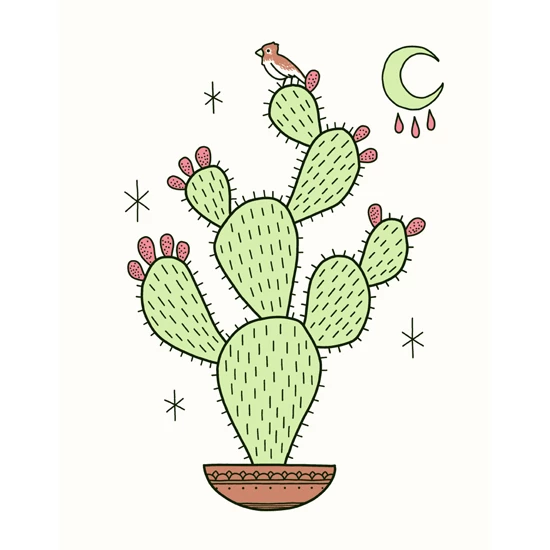 Cactus with Moon by Hokum Press