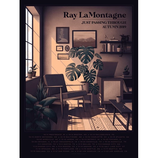 Ray LaMontagne 2019 concert poster by Nicholas Moegly