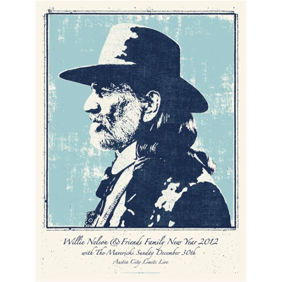 Willie Nelson ACL Blue concert poster by Jaime Cervantes