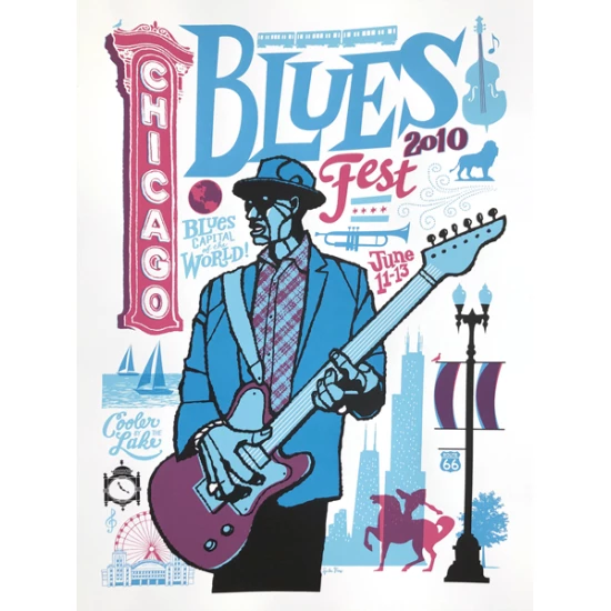 Chicago Blues Fest 2010 poster by Spike Press