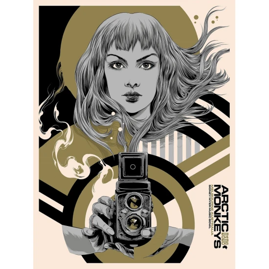 Arctic Monkeys 2023 concert poster by Ken Taylor (gold)