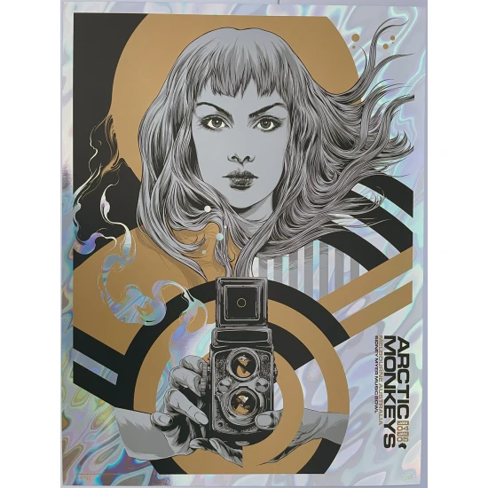 Arctic Monkeys 2023 Gold Lava Foil concert poster by Ken Taylor