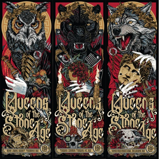 Queens of the Stone Age 2024 Gig Poster Set by Rhys Cooper